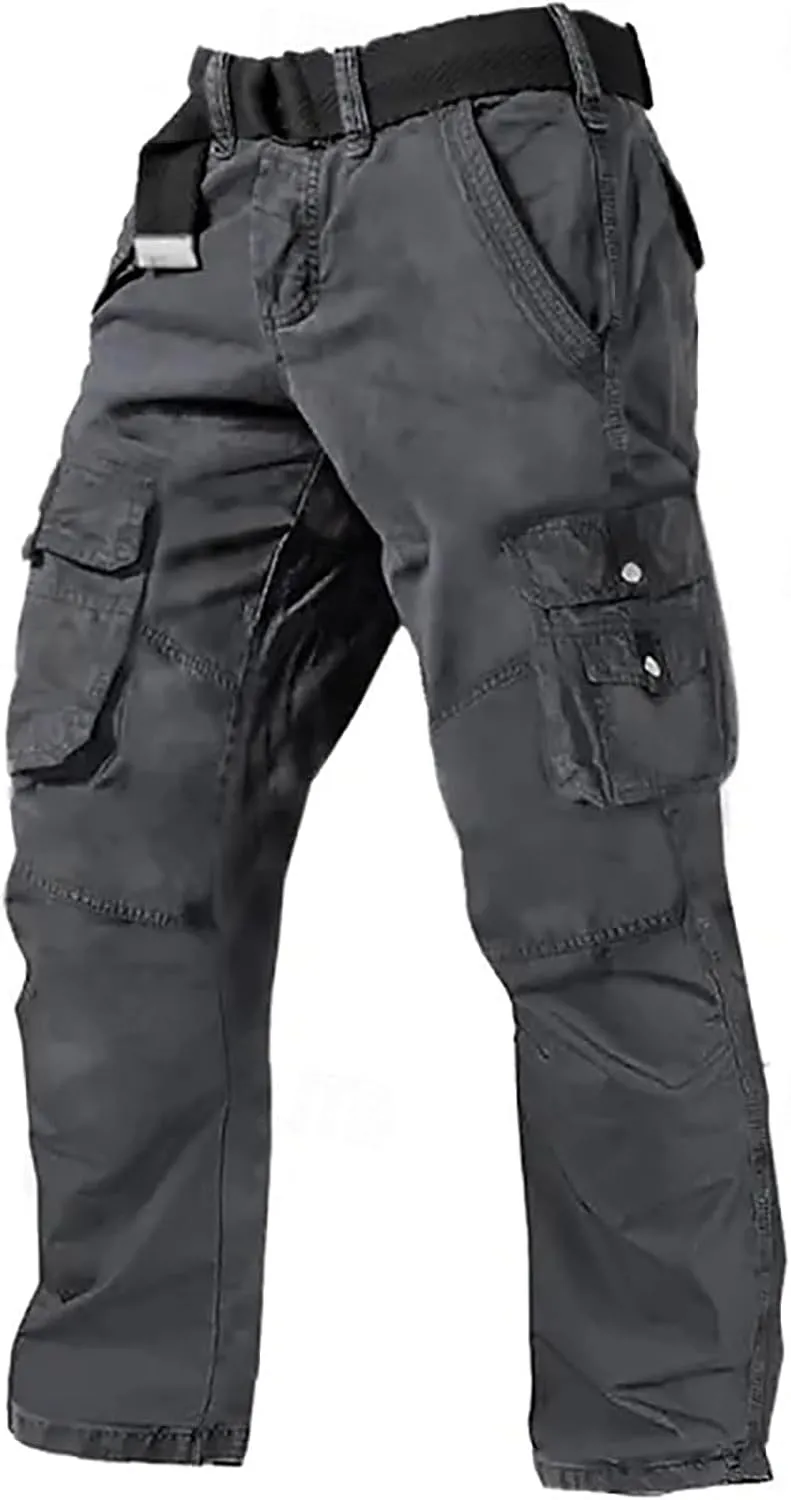 ADHOWBEW Tactical Pants for Men Pockets Stretch Construction Big and Tall Workout Work Trousers