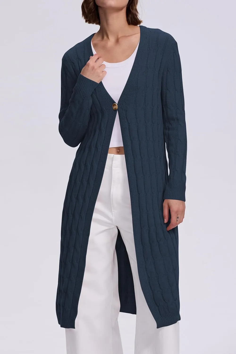Cakulo Womens Long Cardigans Cable Knit Chunky Cardigan Sweaters Trendy Open Front Fall Sweater Coats 2025