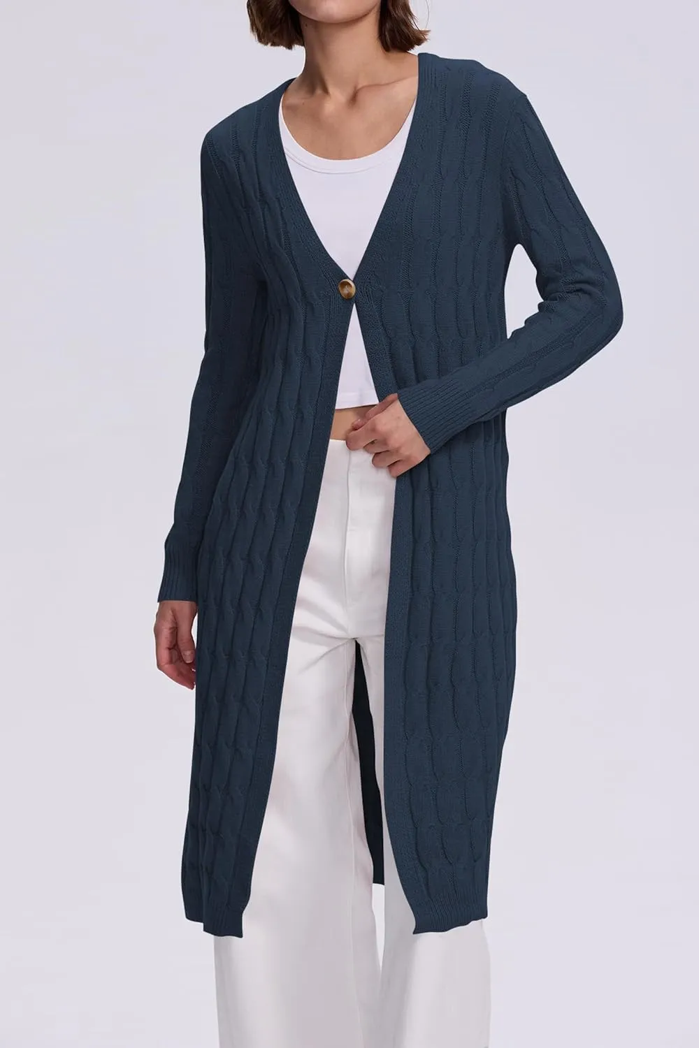 Cakulo Womens Long Cardigans Cable Knit Chunky Cardigan Sweaters Trendy Open Front Fall Sweater Coats 2025