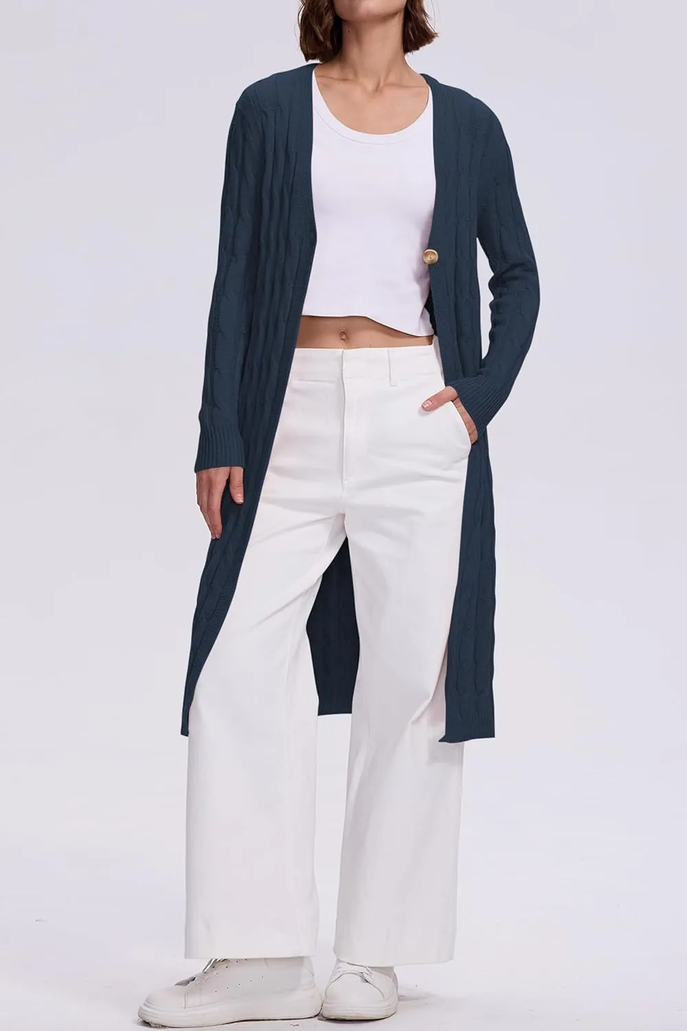 Cakulo Womens Long Cardigans Cable Knit Chunky Cardigan Sweaters Trendy Open Front Fall Sweater Coats 2025