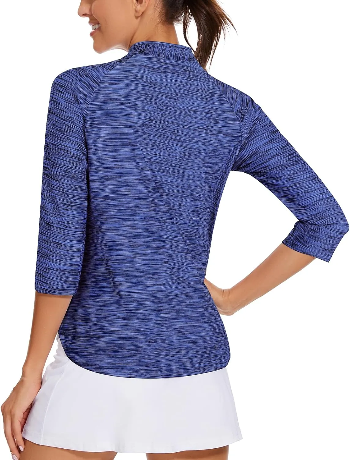 Cucuchy Womens Golf Shirt Quick Dry 3/4 Sleeve Quarter Zip Polo Workout Tops Tennis Shirts S-XXL