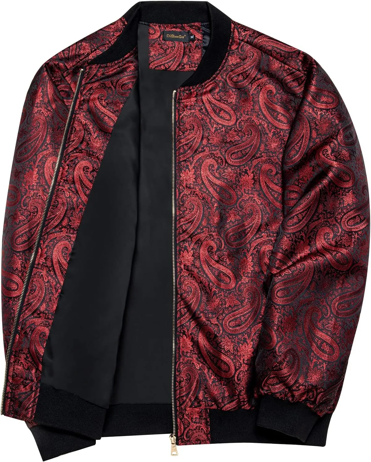 DiBanGu Embroidered Bomber Jackets for Men Lightweight Men's Varsity Jackets Paisley Casual Windbreaker Zip-Up