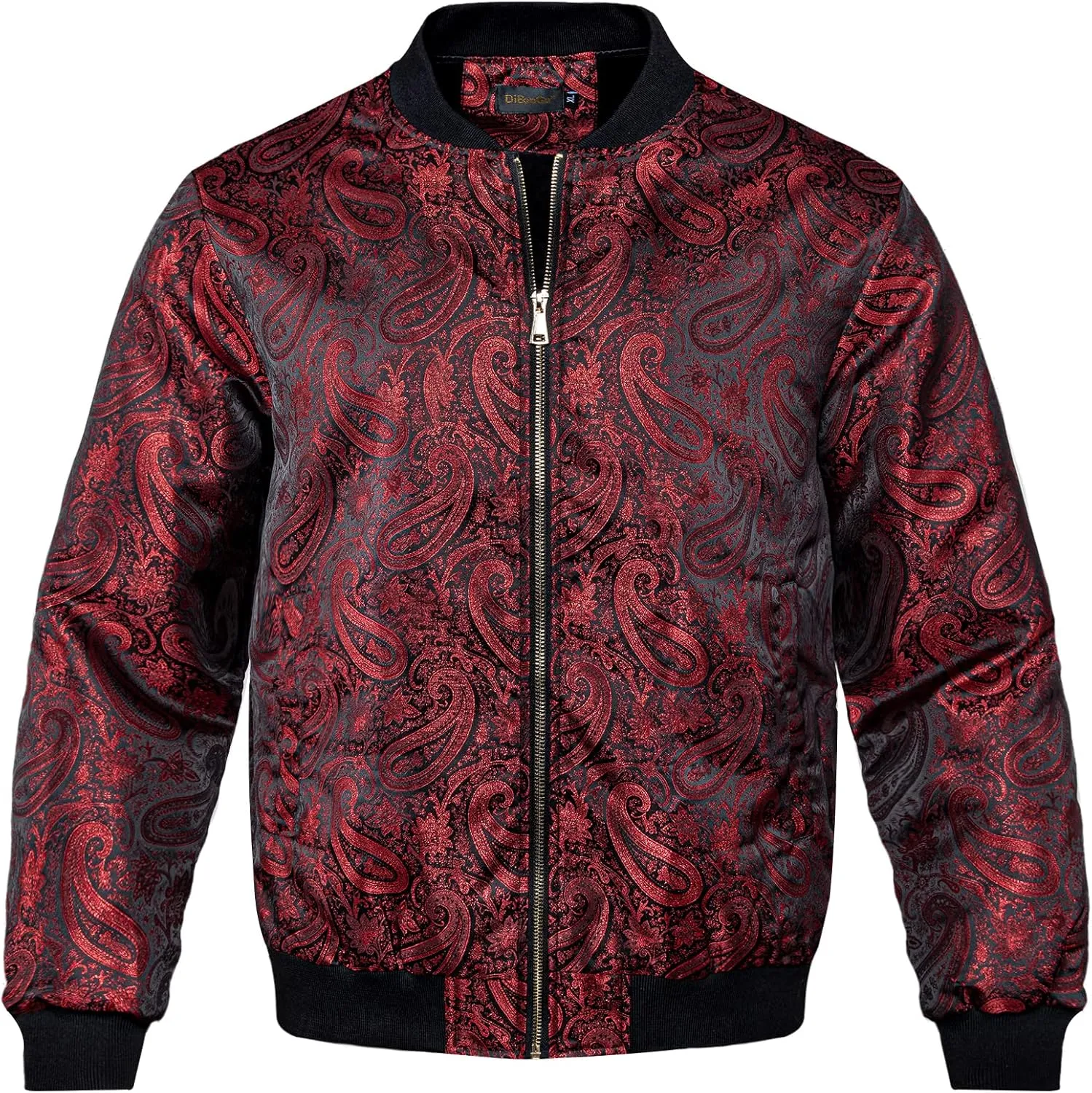 DiBanGu Embroidered Bomber Jackets for Men Lightweight Men's Varsity Jackets Paisley Casual Windbreaker Zip-Up