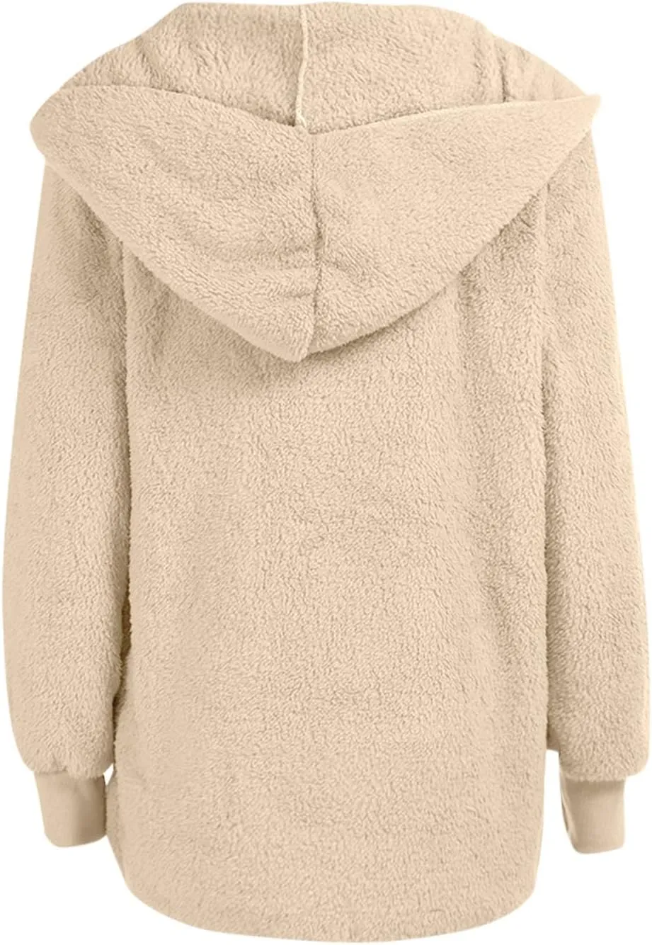 Fleece Jacket Women Fuzzy Hooded Long Winter Coats Open Front Cardigan Sweaters Warm Shacket Outerwear with Pokets