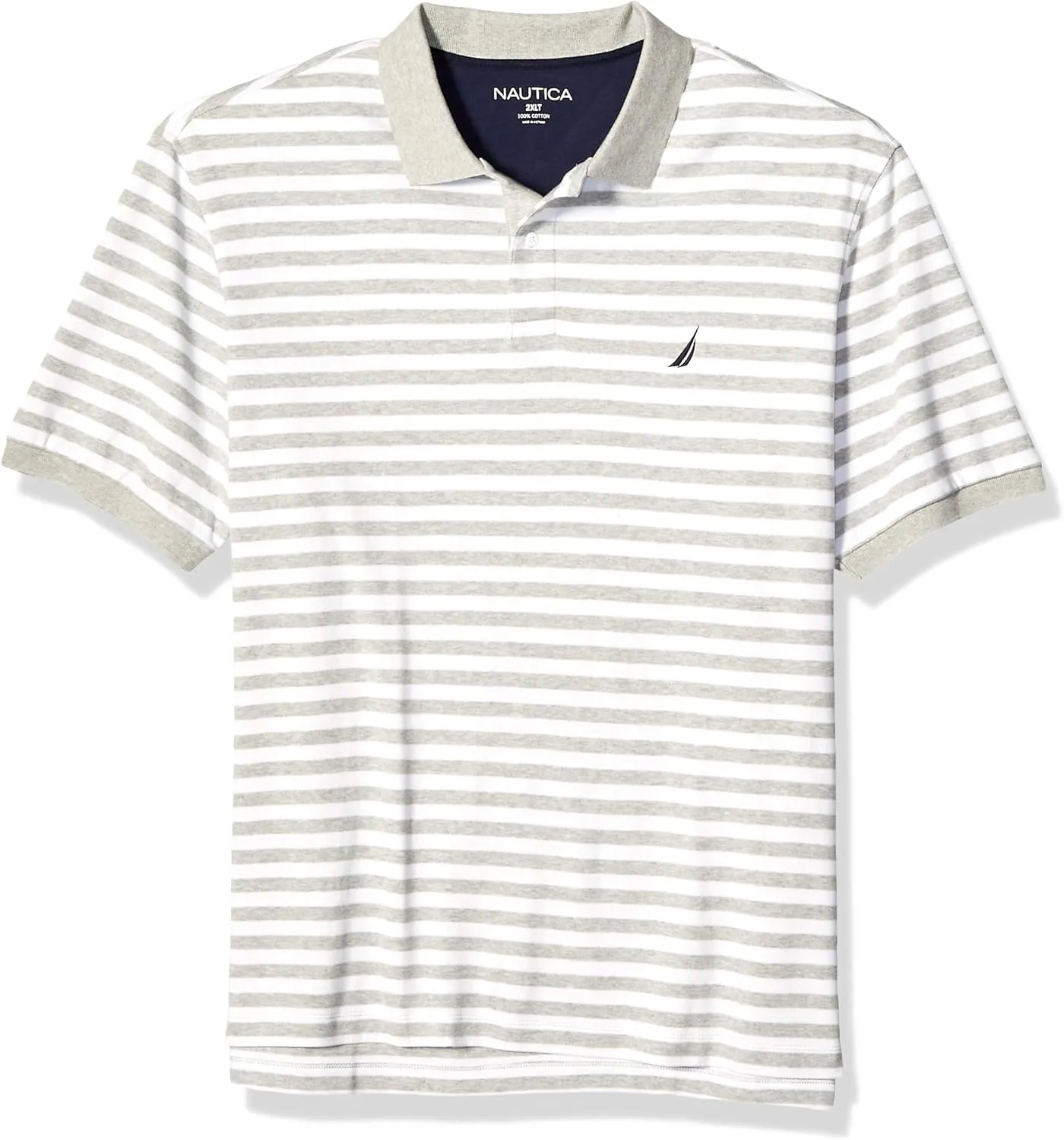Nautica Men's Classic Fit 100% Cotton Soft Short Sleeve Stripe Polo Shirt