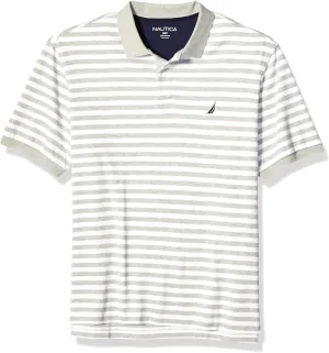 Nautica Men's Classic Fit 100% Cotton Soft Short Sleeve Stripe Polo Shirt
