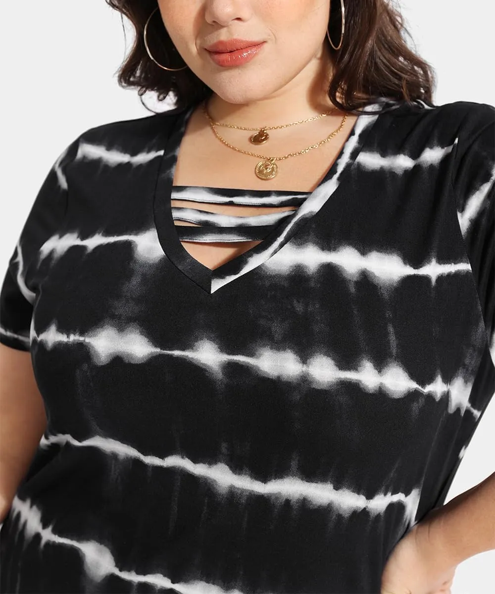 RITERA Plus Size Tops For Women Short Sleeve T Shirt V Neck Cut Out Summer Tee Blouses