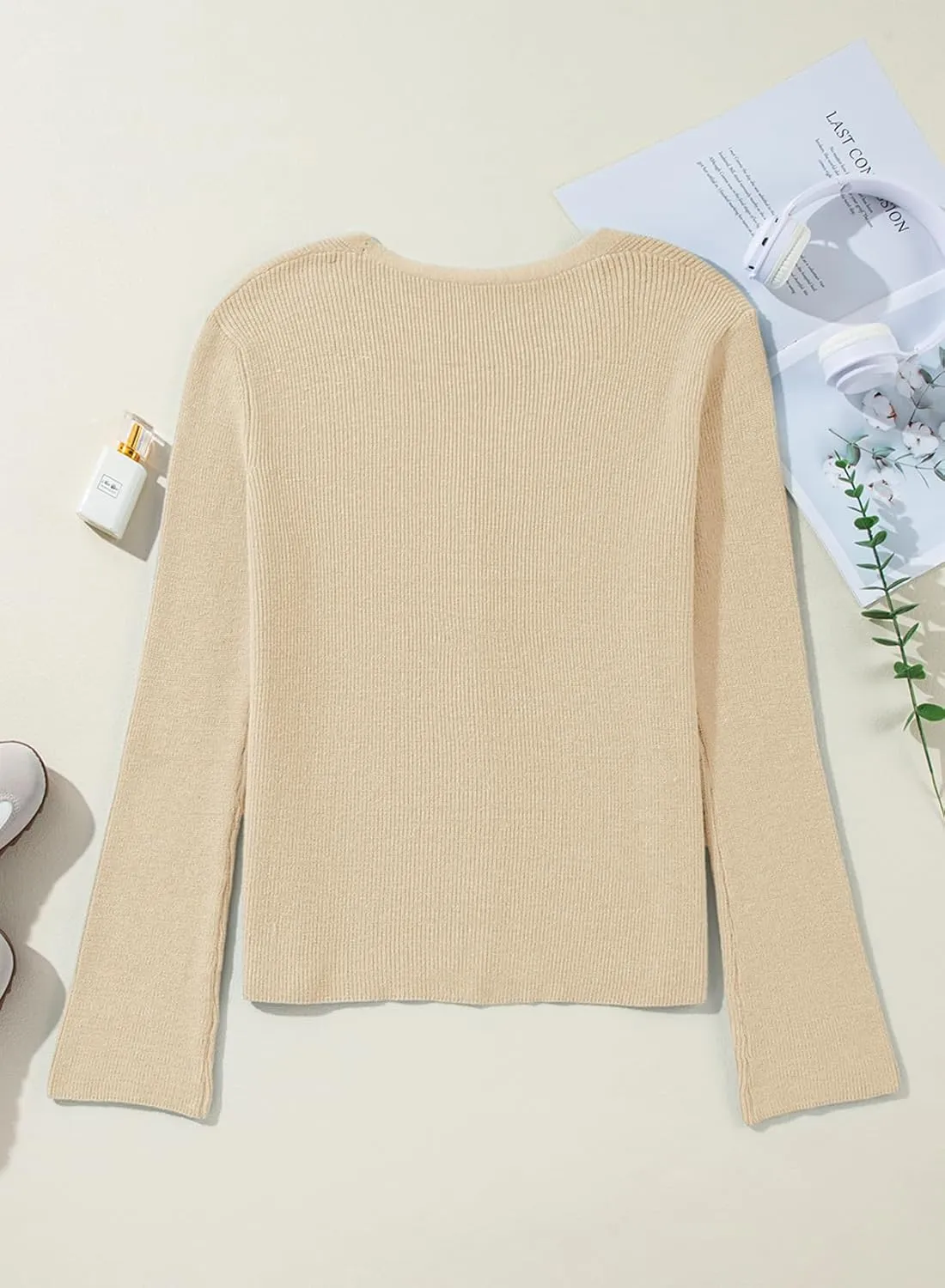 Sidefeel Womens Cardigan Sweaters V Neck Button Long Sleeve Knit Oversized Cardigans