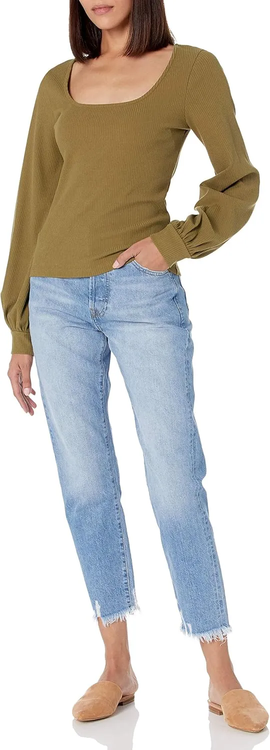 The Drop Women's @lucyswhims Square-Neck Balloon-Sleeve Top