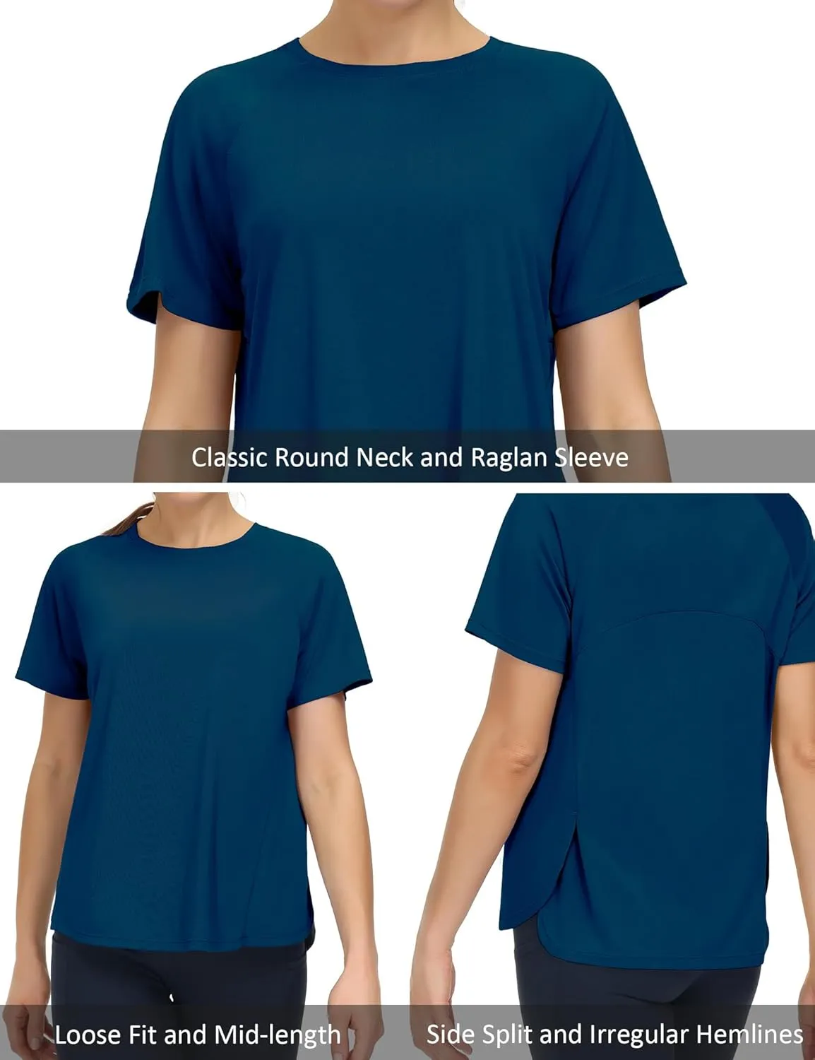 THE GYM PEOPLE Women's Short Sleeve Workout Shirts Breathable Yoga T-Shirts with Side Slits Athletic Tee Tops