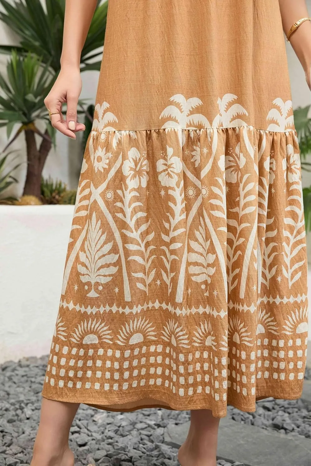 Women's Floral Dress Summer Backless Maxi Dresses Boho Deep V Halter Neck A line Dresses
