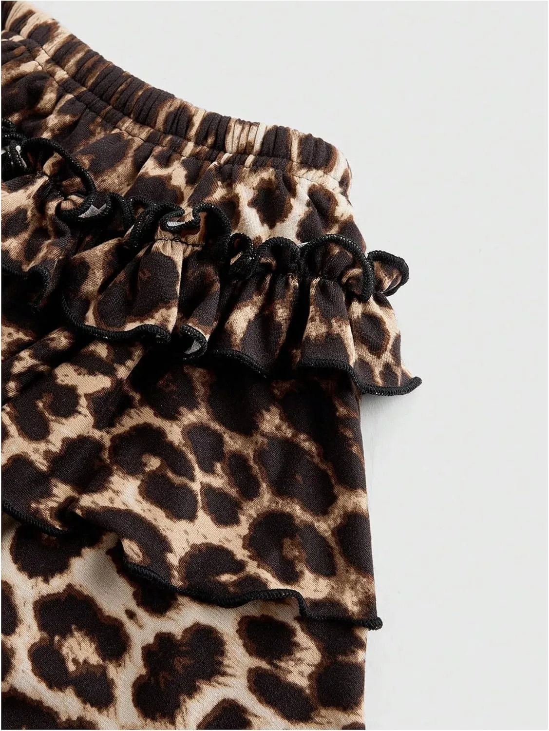 Women's Leopard Print Ruffle Mini Skirt Tiered Layered A Line Y2K Short Cake Skirts