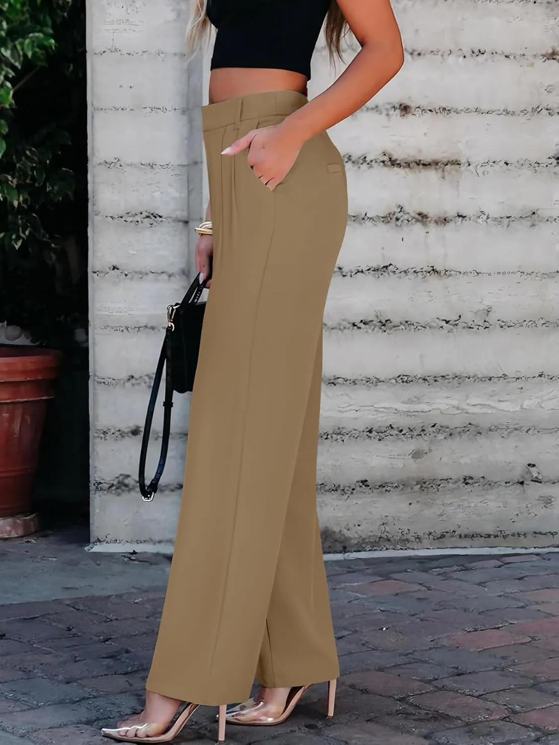 Women's Wide Leg Dress Pants High Waisted Business Casual Trousers Dressy Work Office Pants with Pockets