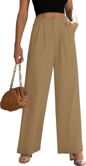 Women's Wide Leg Dress Pants High Waisted Business Casual Trousers Dressy Work Office Pants with Pockets